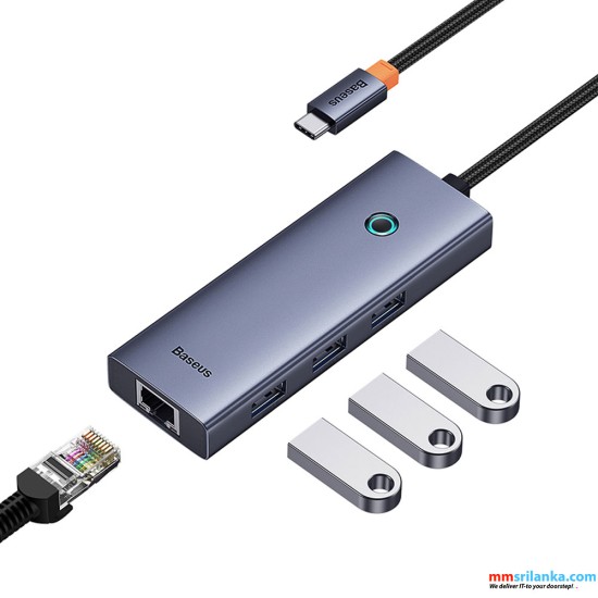 Baseus 4-Port HUB Flite Series Type-C to USB3.0*3 + RJ45*1- Space Grey